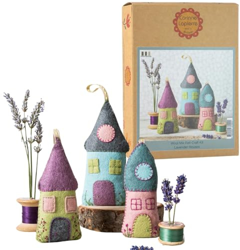 Corinne Lapierre Felt Lavender Houses Sewing Craft Kit,Multi-colour,12 - 17 cm