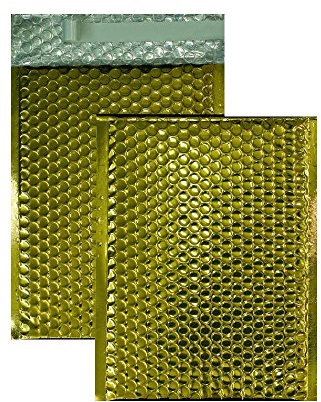 Farbige Luftpolstertaschen | Premium | 340 x 460 mm Gold (10 Stück) mit Abziehstreifen | Briefhüllen, Kuverts, Couverts, Umschläge mit 2 Jahren Zufriedenheitsgarantie