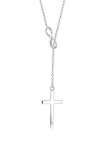 Elli Halskette Damen Y-Kette mit Kreuz Infinity Symbol in 925 Sterling Silber
