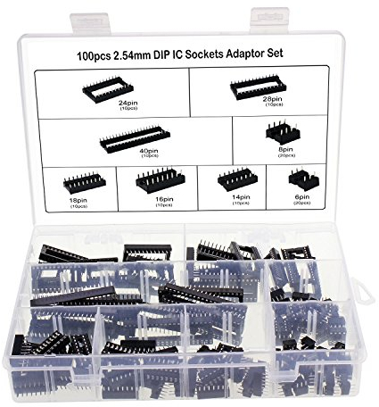 Aussel 100 Stück 2,54 mm Pitch Dual Row DIP-IC-Sockel Lötmittel-Adapter-Set 6, 8,14,16,18,24,28,40 Pin