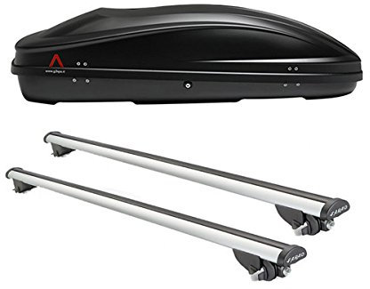 FARAD ME36F30+AZ03060031 - DACHBOX Spark 400 + DACHTRÄGER Aluminium FÜR Fahrzeuge MIT RELING