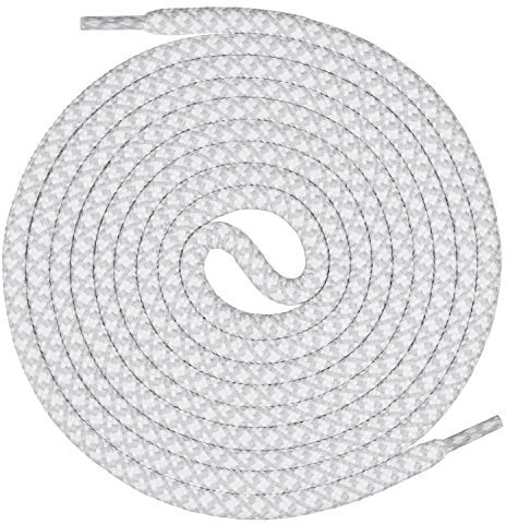 Mount Swiss runde Premium-Schnürsenkel für Arbeitsschuhe Wanderschuhe und Trekkingschuhe - 100% Polyester - extrem reißfest - ø 5 mm - Farbe Weiß-Hellgrau Länge 90cm