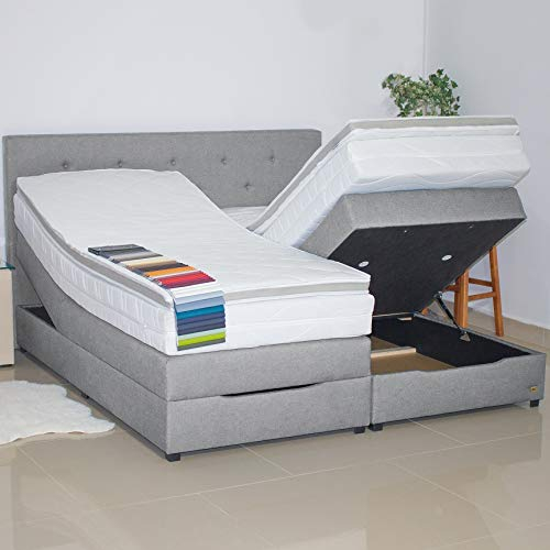 PAARA Boxspringbett mit Bettkasten Anti-Rutschmatten Taschenfederkern Matratze Kaltschaum Topper Komplettset 90 x 200 cm - Jedes Bett EIN Unikat - Made in Germany