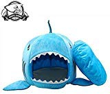 BADASS SHARKS Shark Dog Cat Bed Winter Pet Products Warm Soft Dog House Pet Sleeping Bag Kennel Cat Bed Cat House 42cm/50cm (42cm, Blue)