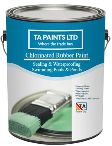 T A Paints Ltd Chlorinated Rubber Swimming Pool Paint For Concrete, Primed Fiberglass, Brick & Stone Excellent waterproofing and chemical protection also for ponds (2.5L Light Blue BS 18 E 51)