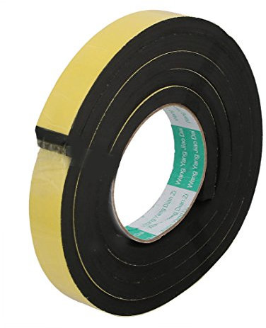 Sourcingmap Sealing Foam Tape 25mm Wide 10mm Thick 2m/6.56ft Long, Self Adhesive Weather Strip for Window Door Insulation, Yellow Black