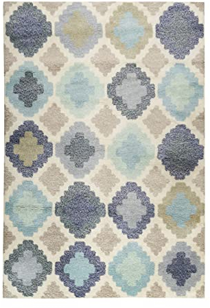 Esprit Home I Handweb Kurzflor Teppich/Läufer aus Wolle für Wohnzimmer, Flur, Schlafzimmer I Nilas Haute Kelim ESP-6011-04 | Blau Türkis Taupe Beige | (80 x 150 cm)