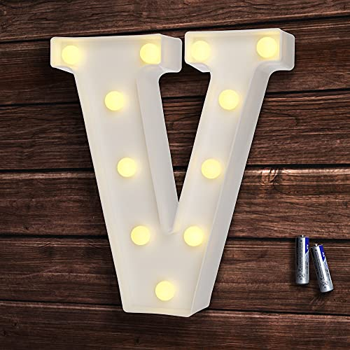 bemece LED Buchstabe Lichter Alphabet, LED Brief Licht, Led dekoration für Geburtstag Party Hochzeit & Urlaub Haus Bar - Buchstabe V