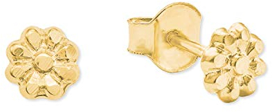 Amor Ohrstecker Mädchen Kinder Ohrschmuck, 0,5 cm, Gold, Blume, Kommt in Schmuck Geschenk Box, 2023349