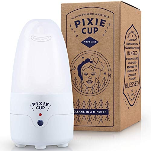 Pixie Cup | Sterilisator für Menstruationstassen | Tötet 99,9% der Keime mit Dampf | 3 Minuten und Ihre Menstruationstasse ist sauber | UK-Stecker, Typ G-Stecker