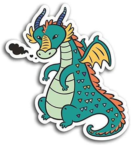2 x 10cm Cute Cartoon Dragon Vinyl Stickers - Kids Sticker Laptop #19592 (10cm Tall)