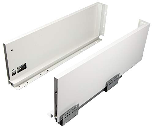 Gedotec Schubladenschienen Vollauszug 350 mm Schubkasten-System mit Dämpfung - SOFT | Zargenhöhe 120 mm | Schubladensystem BOX weiß | Schubladen-Komplett-Set | 1 Paar - Auszüge für Küchen-Schublade