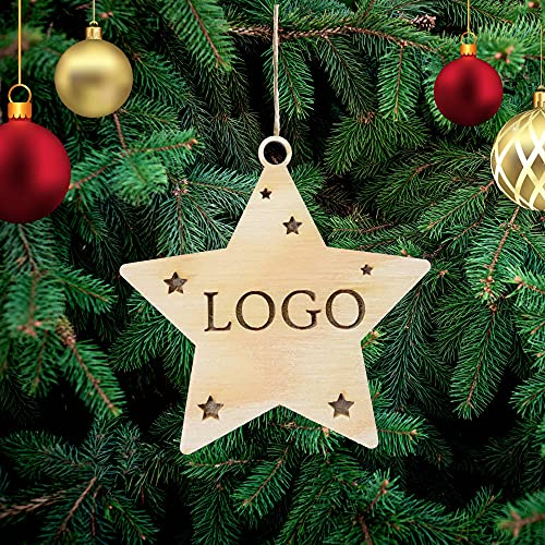 Personalisierter Logo/Namen/Wunschtext Weihnachtsbaumschmuck Weihnachtsdeko aus Holz Weihnachtsbaum Deko Weihnachtsdekoration Ornament Holz Christbaumschmuck Firmengeschenk (Weihnachtskugel)