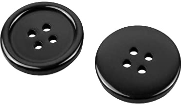 Knöpfe aus Kunstharz, 4 Löcher, groß, rund, 30 mm, Schwarz, 10 Stück (Schwarze-30mm)