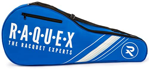 Raquex Tennisschlägertasche – Blau oder Schwarz – Tennisschlägerhülle, auch für Squash- und Badmintonschläger geeignet, Tasche für 2 Schläger und Zubehör mit Schultergurt