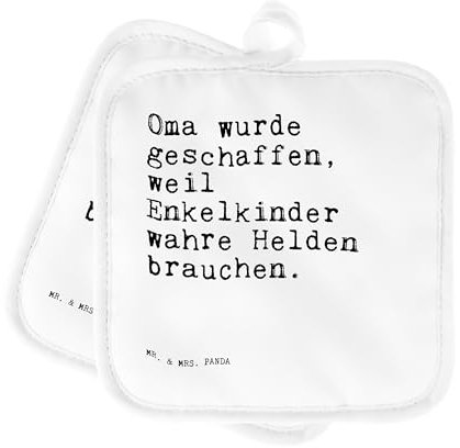Mr. & Mrs. Panda Topflappen Oma wurde geschaffen, Weil... - Geschenk, Geschenk Oma, Ofenhandschuhe, Topfhandschuh, Zitate, Sprüche, Topflappen mit