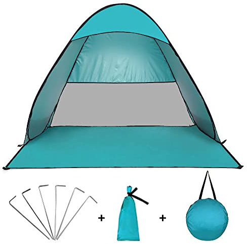 Teenza Tenda da spiaggia Pop-Up per esterni, tenda da spiaggia, portatile, impermeabile, facile da installare, adatta per pic-nic in famiglia (blu) piccola (verde)