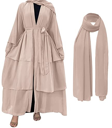 Muslimische Kleider Damen Arabische Islamische Kleidung Frauen Abaya Muslim Jilbab 2 Teilig Kaftan Khimar Hijab Kleid Islam Gebetskleidung Langarm Namaz Elbisesi Ramadan Lang Gebetskleid Nackt S