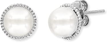 Engelsrufer Damen Ohrringe Ohrstecker aus Sterling Silber mit jeweils einer Muschelkernperle - Steckverschluss - nickelfrei - 10mm