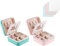 Aucuu 2PCS Joyero Pequeña, Joyero Viaje con Espejo, Portátil Jewelry Organizer para Mujer, Joyero Pequeño para Mujeres, Cajas Pequeño para Joyas para Anillos, Collares, Pulseras, Aretes-Rosa+Azul