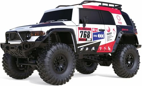 Amewi 22592 Dirt Climbing SUV Race Crawler 4WD 1:10 RTR weiß/rot, inkl. Fernsteuerung, Akku, Ladekabel
