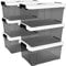 Cetomo 15L*6 Storage Boxes, Carry Plastic Storage Box with Lids, Organizing Container with Handle and Secure Latching Buckles, Stackable, Nestable, Tote Bin for Home Clothes, 15L-6Pack, Clear Black