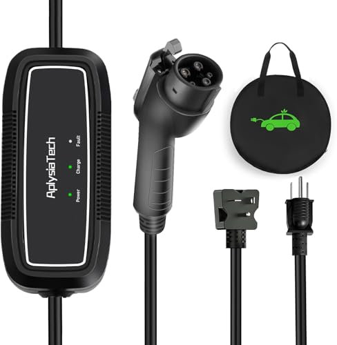 Level 1+2 EV Charger, 16Amp 110-240V, Portable J1772 Electric Car Charger, Plug-in EV Charging Station, with 21 Ft Level 2 Charger Cable NEMA 6-20 & NEMA 5-15 Adapter