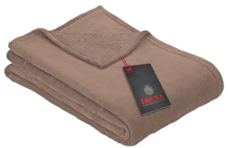 Ibena Kuscheldecke Olbia 130x180 cm - flauschig, warm & waschbar, Fleecedecke Taupe einfarbig