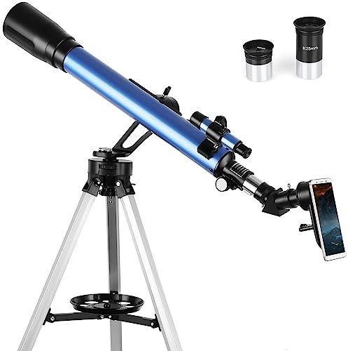 Teleskop 60/700mm Astronomisches Teleskop mit 5x24 Suchfernrohr Refraktor Teleskop für Einsteiger, Amateur Astronomen für Beobachtung von Himmel und Landschaft, mit Smartphone Adapter