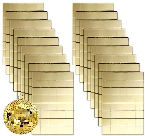 PH PandaHall 720 Pezzo di Tessere di Mosaico A Specchio, Piastrelle A Specchio Autoadesive da 10.5x9.5 mm Adesivi Quadrati in Mosaico di Vetro Piastrelle A Mosaico Decorative Gialle per Palle