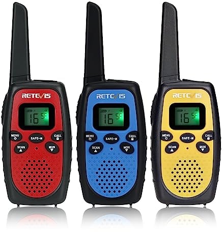 Retevis RT628S Walkie Talkie, Safe Mode Walkie Talkie 3er Set, RT628(2.0), Walkie Talkie Kinder Familienspiele, Camping, 3 Farben, 3er