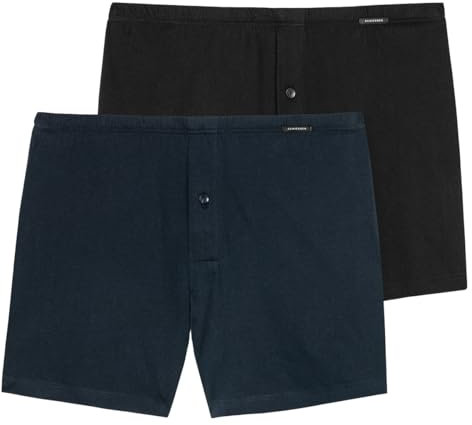 Schiesser - Singel-Jersey - Boxershorts - 2er Pack (6 Schwarz/Dunkelblau)