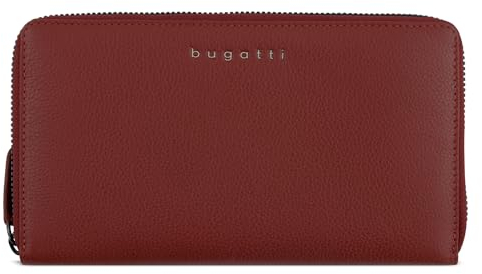 bugatti Mira portafoglio lungo da donna con cerniera in vera pelle, RFID, rosso