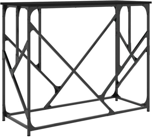 vidaXL Konsolentisch, Beistelltisch mit viel Stauraum, Wohnzimmertisch Tisch mit verstellbaren Beinen, Ablagetisch Flurtisch, Schwarz Holzwerkstoff