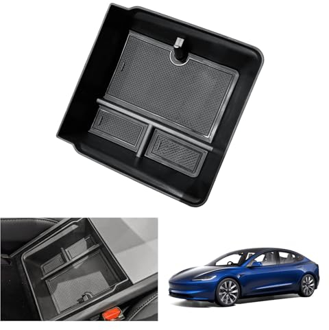 GAFAT Tesla Model Y Juniper 2025 2026 Model 3 Highland 2024-2026 Mittelkonsole Aufbewahrungsbox, Tesla Model Y 2026 Armlehnen Organizer Tray Handschuhfach, Tesla Model Y Juniper Zubehör