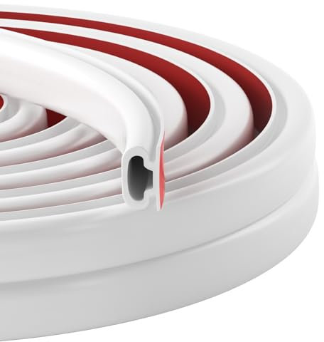 Joint Porte Fenetre Isolation et Phonique, Forme D Caoutchouc Joint de Porte, Autocollante Bande D'étanchéité Anti Froid Isolant Thermique, pour Joint porte entree, Fenetre (Blanc, 15M)