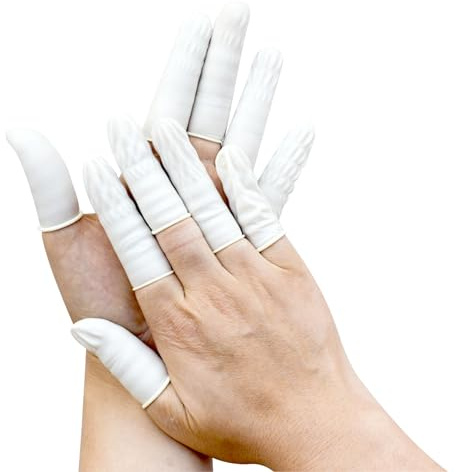 EUROPAPA® 200x Fingerlinge Latex, Fingerschutz, Antistatisch Allgemeine Fingerlinge aus Gummi für Kosmetik, Reinigung (Weiß, L)