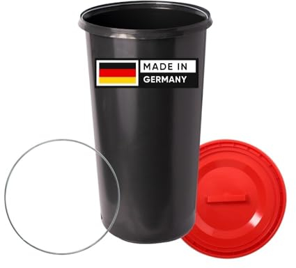 Topanbieter999 TOPANBIETER 999 60 Liter Mülleimer Sack-Ständer Gelber Sack Eimer Müllsackständer mit rotem Deckel - Ring