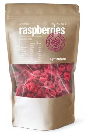 GymBeam Lamponi Liofilizzati 100 g, Frutta Liofilizzata Ricca di Vitamine, Minerali e Antiossidanti, Senza Zuccheri Aggiunti, Conservano il Gusto e l'Aroma della Frutta Fresca