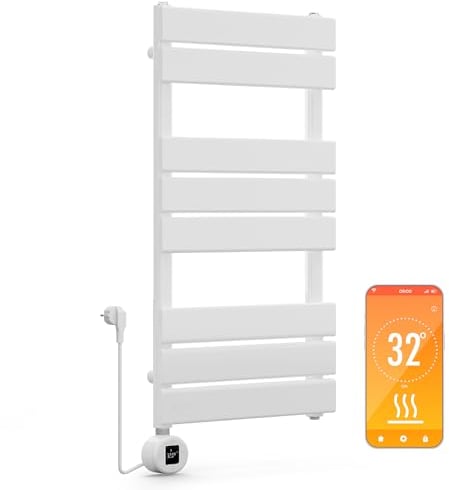 blumfeldt Scaldasalviette Elettrico Bagno, Termoarredo Elettrico Bagno con Termostato, Radiatore ad Acqua Verticale da 600 W, Termosifone Silenzioso a Basso Consumo, Termosifone a Parete Ecologico