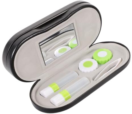 UTHCLO Elegant Black Lined Eyeglass and Lens Case Double-Sided Storage Travel Lens Kit for Glasses and Contacts