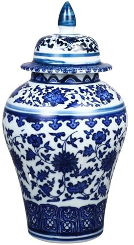 Luxshiny Tarro De Té De Cerámica Decorativo Tapa Hermética Almacenamiento Para Té y Alimentos Secos Jarrón De Estilo Chino Para Decoración Del Hogar y Flores