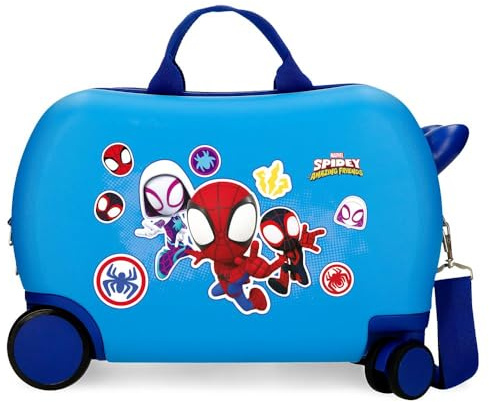 Marvel Spiderman Go Webs Go Kinderkoffer, Hartschale, ABS, seitlicher Kombinationsverschluss, 4 Räder, Handgepäck, blau, 31 cm x 45 cm x 20 cm, Kinderkoffer 20
