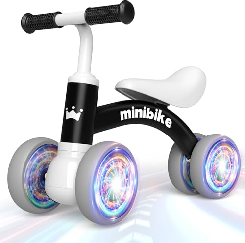 HappyGoLucky Laufrad ab 1 Jahr, Baby Spielzeug ab 1 2 Jahre mit Vierrädriger Leuchtender Motorikspielzeug Geschenke für Jungen Mädchen