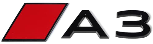 Audi 8Y0853740A5FQ Schriftzug A3 Aufkleber Sport Raute Modellbezeichnung Emblem, schwarz/rot