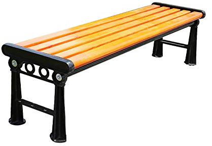 RWRAPS 3-Sitzer-Gartenbank aus Holz, Hof-Terrassenbank mit Gusseisenrahmen, Parkbank zum Entspannen mit Rückenlehne und Armlehnen (ohne Rückenlehne 150 cm)