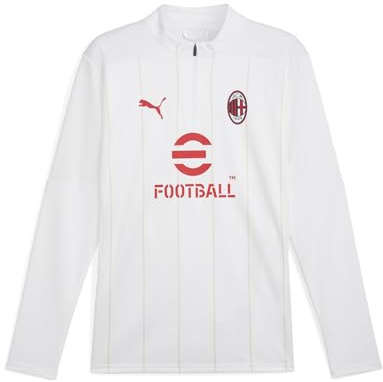 A.C. Milan - Prematch 1/4 Zip Top Shirt, Fußball- und Trainingssportjacke, offizielles Produkt, Weiß, Erwachsene, XS