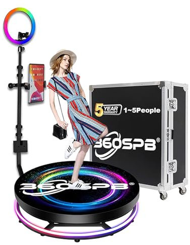 FXNFXLA 360 Photo Booth Machine (31.5/80CM) with Flight Case, 360 Remote Control Slow Motion Spin Photo Booth Machine, 360 Spin Camera Video Booth for Events, Exhibitions, Wedding