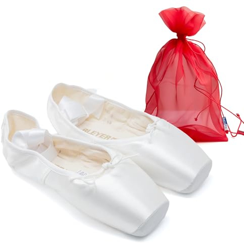 DanzaVinci Bundle Bleyer Spitzenschuh 4101 aus Satin, mit Lederschutzkappe und Satinbändern, Weite C, Fiberbrandsohle