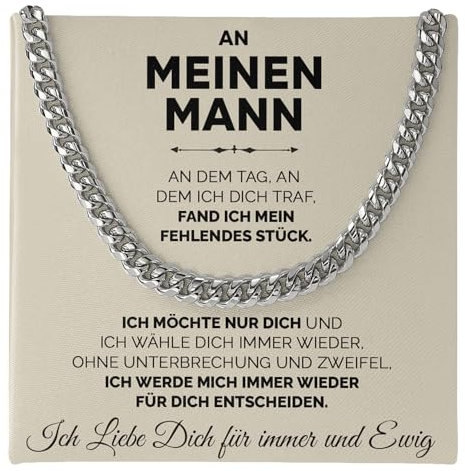 SOFIA FERRER Jahrestag Geschenk für Ihn, Halskette Herren, Ich Liebe Dich Geschenke für Männer, Ehemann, Hochzeitstag Geschenke für Männer, Edelstahl Kette, Valentinstag für Ihn (Ewig)
